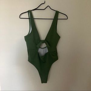 One piece olive high waist swimsuit